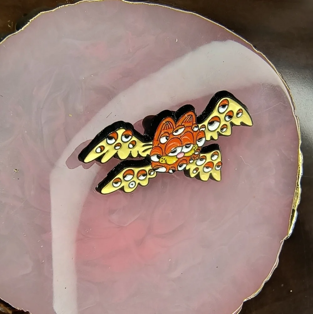 Orange and Yellow Winged Cat Pin Garfield Angel